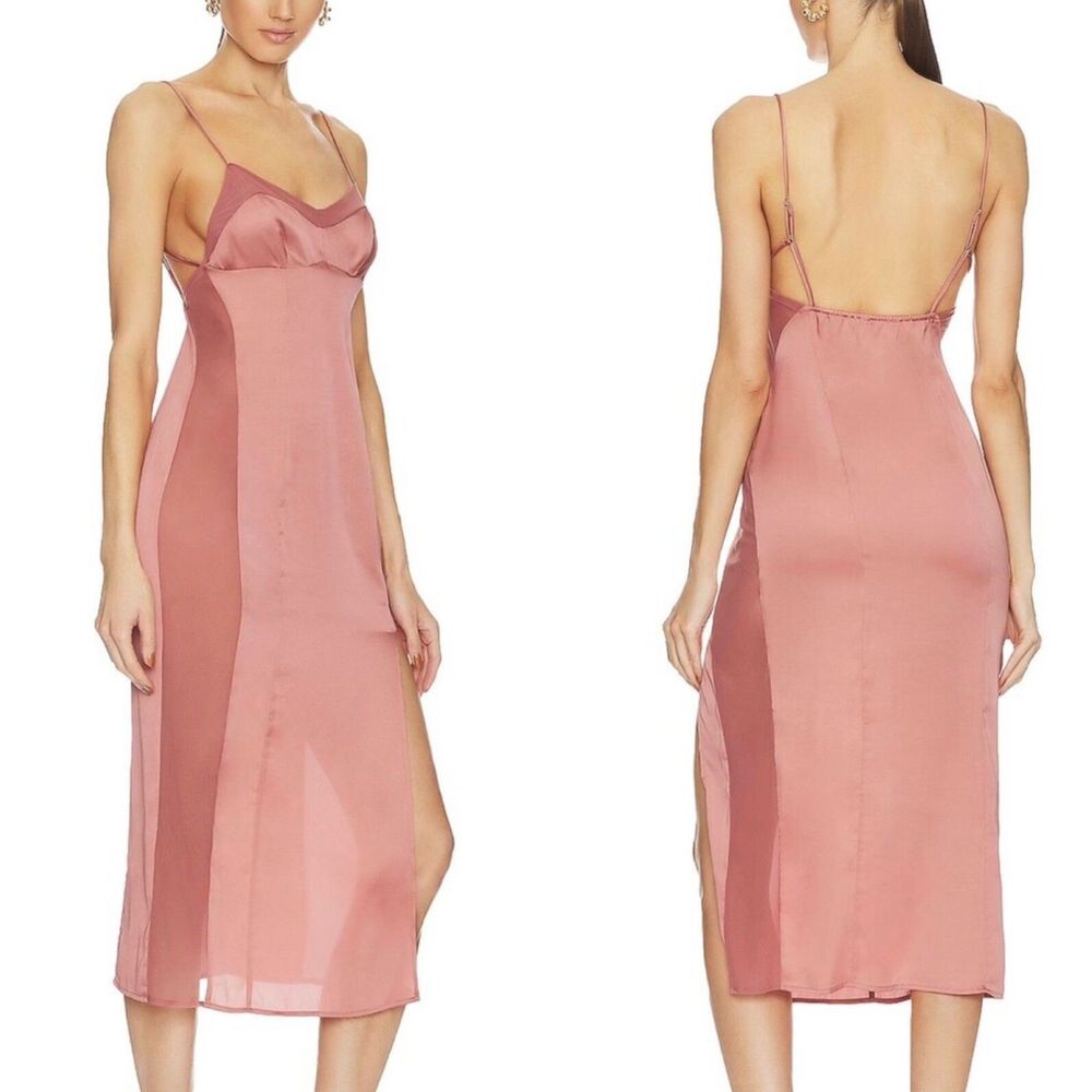 Free People City Cool Slip Satin Midi Dress L